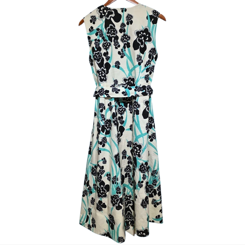 St. John Orchid Fever Print Linen-Blend Shirtdress Size 10 - Picture 4 of 5